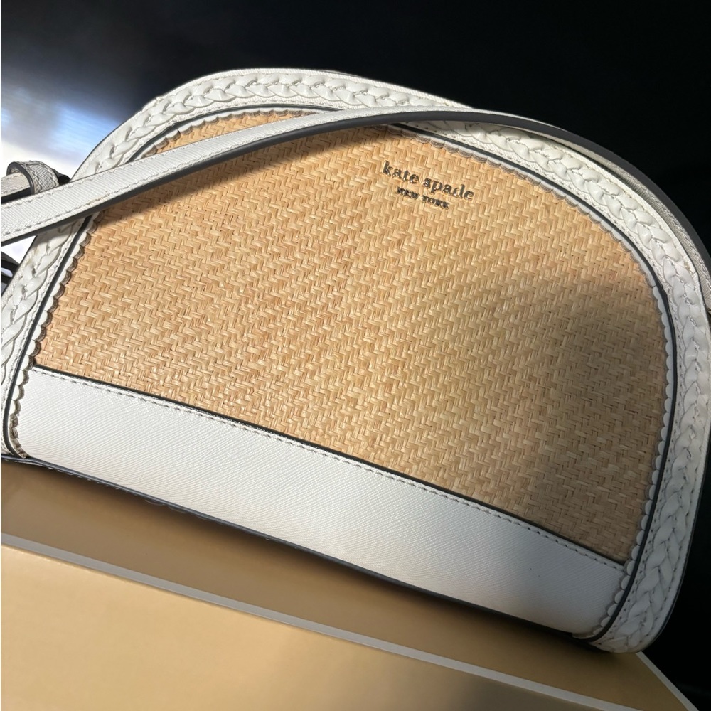 Kate Spade straw, leather crossbody